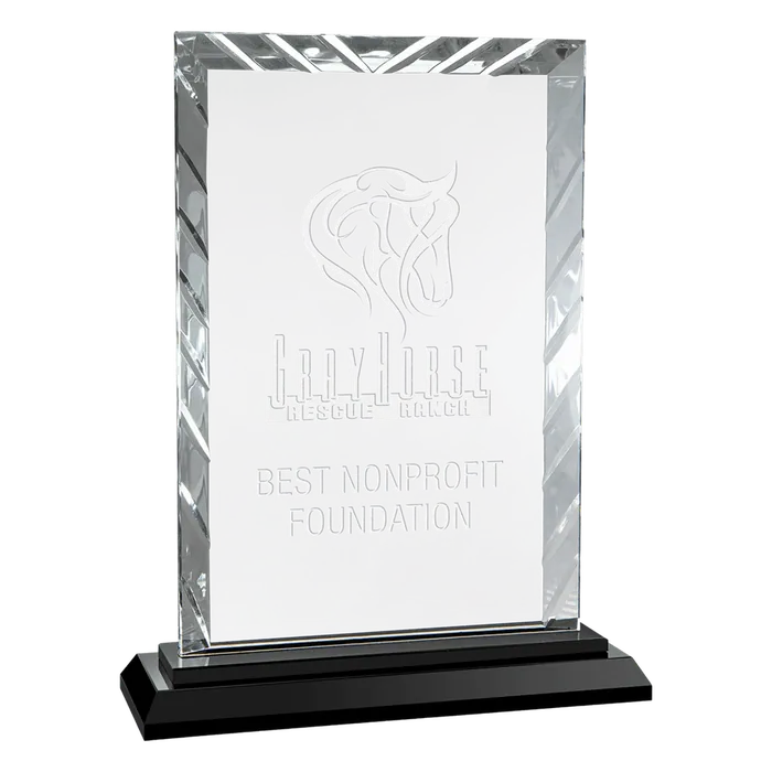 Large Rectangle Accent Glass with Black Base