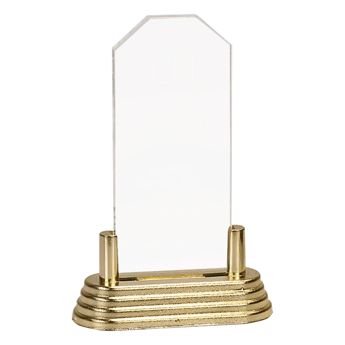 Medium Clear Clip Corner Acrylic with Gold Base