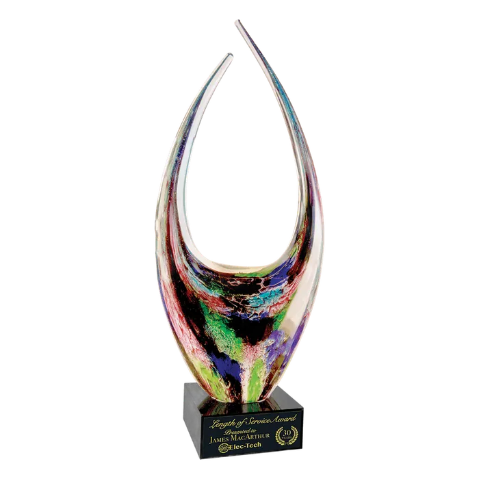 Dual Rising Art Glass with Square Black Base
