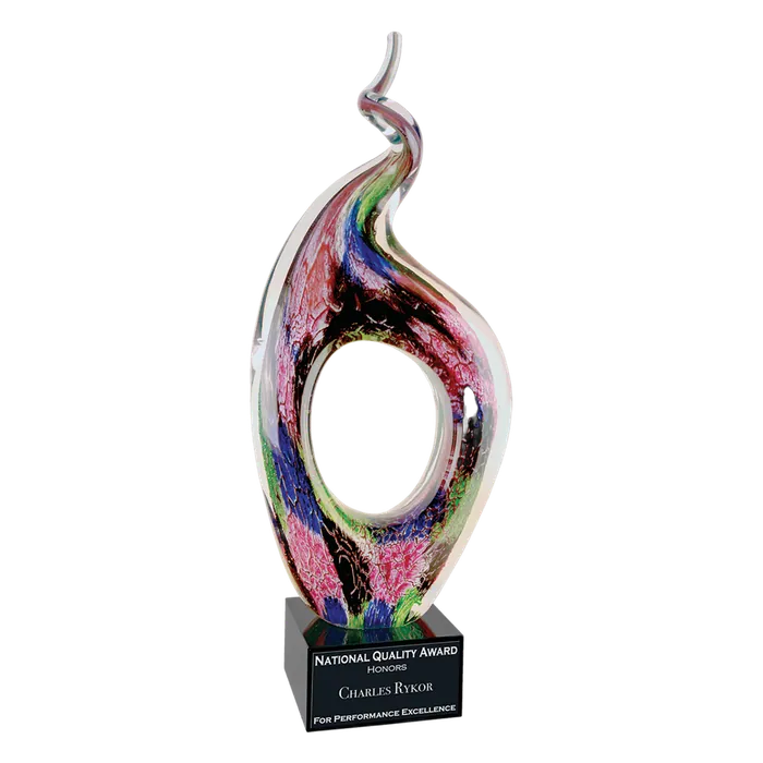 Twist Top Art Glass with Square Black Base