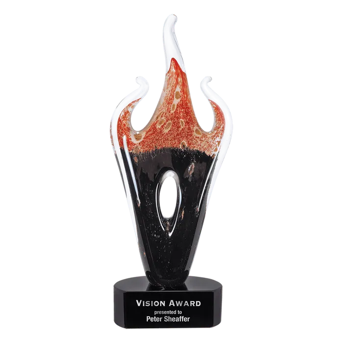 Red and Black Flame Art Glass