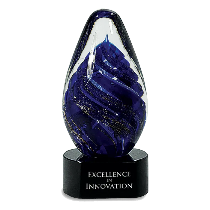 Blue Tear Drop Art Glass