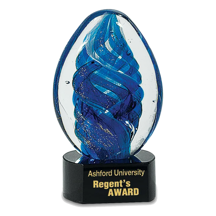 Blue Oval Swirl Art Glass