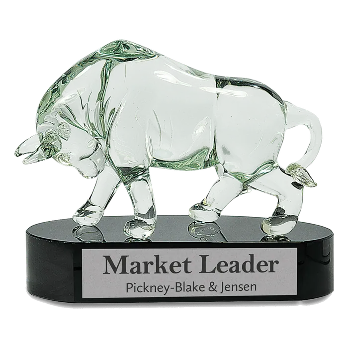 Clear Art Glass Bull