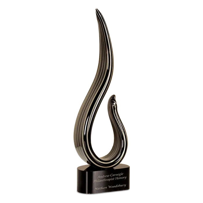 Black and Gold Curve Art Glass
