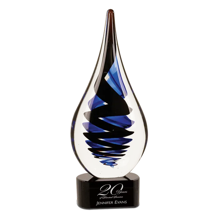 Black Twist Raindrop Art Glass
