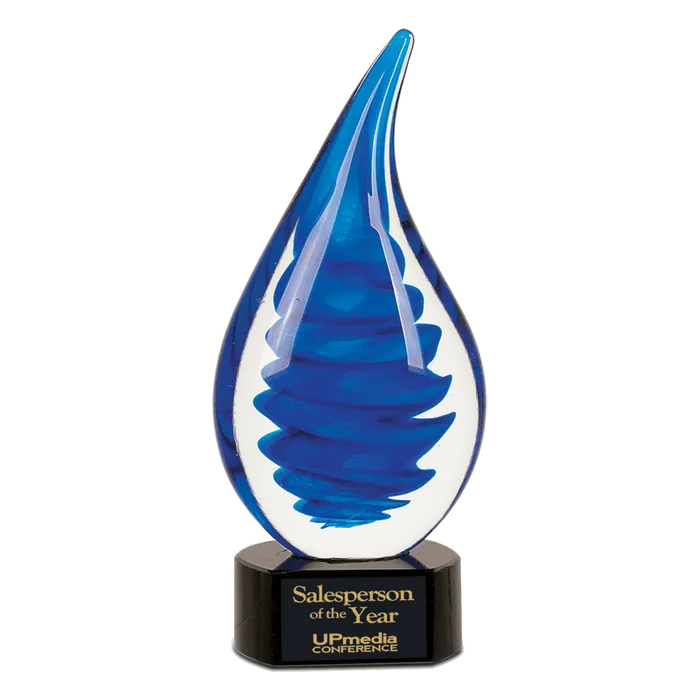 Blue Twist Raindrop Art Glass