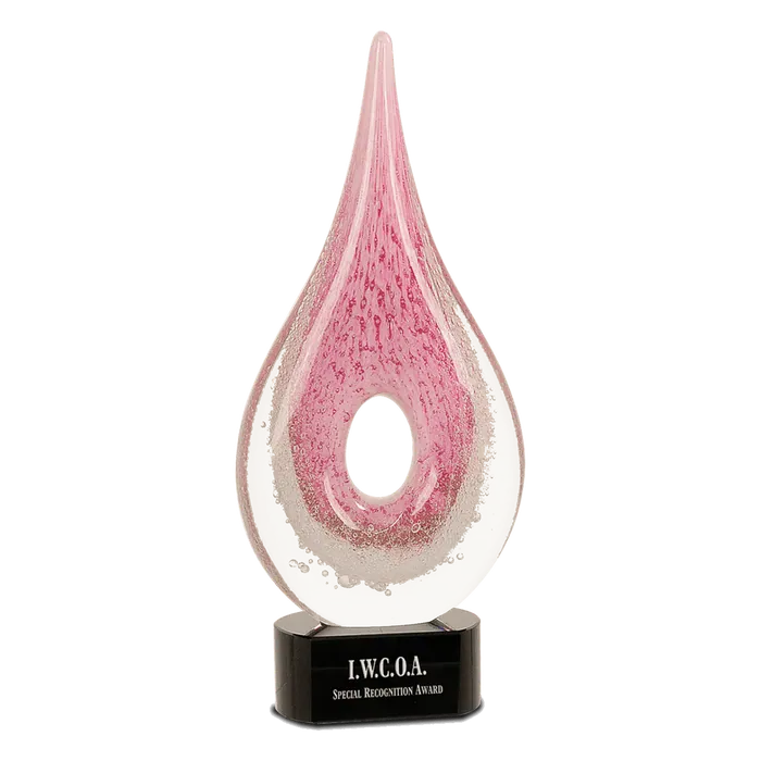 Pink Round Window Raindrop Art Glass