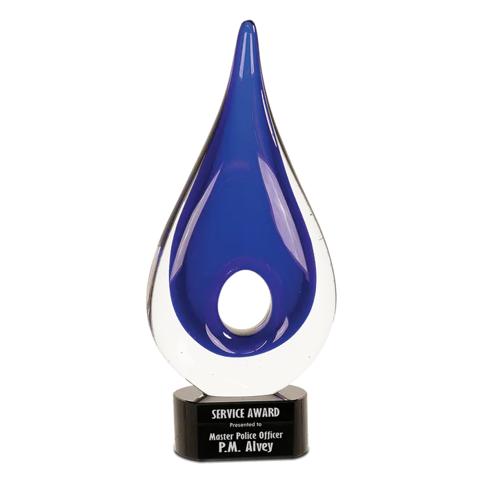 Blue Round Window Raindrop Art Glass