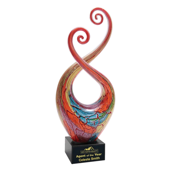 Multi-Color Twist Art Glass with Black Base
