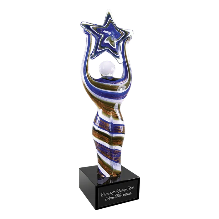 Glass Figure with Star and Black Base