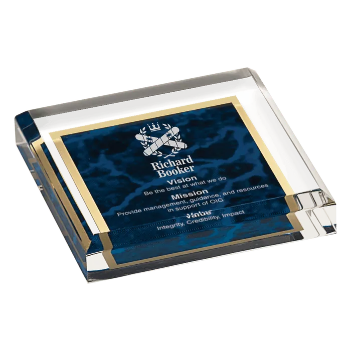 Blue Marble Acrylic Paperweight