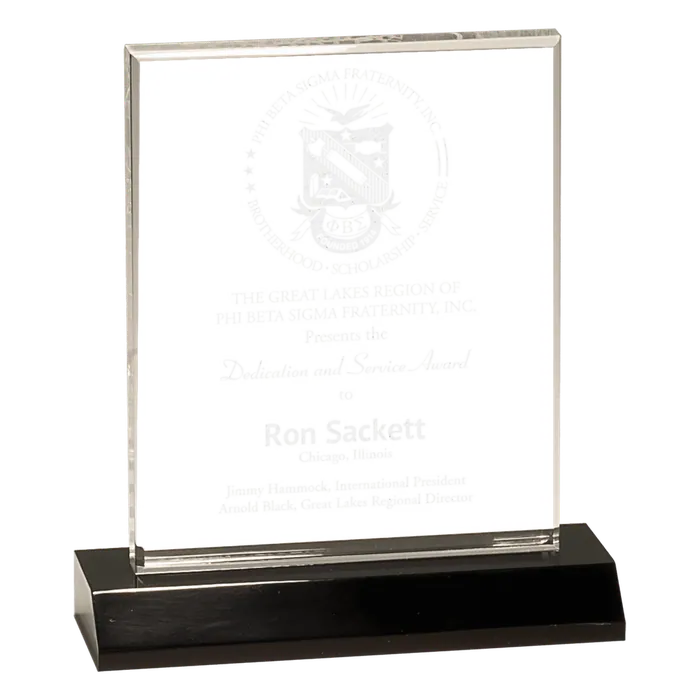 Small Clear Acrylic Rectangle with Black Acrylic Base