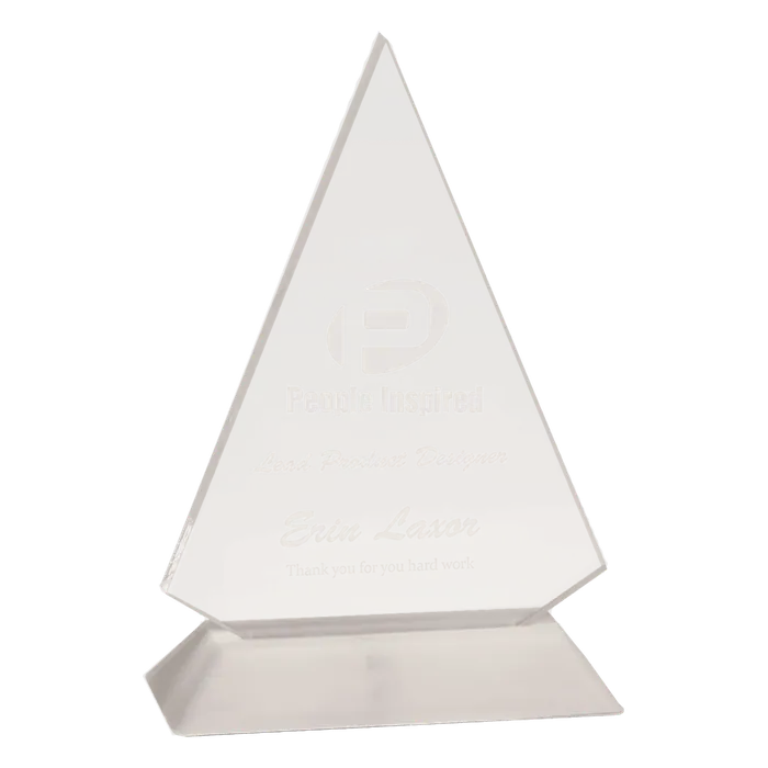 Small Clear Triangle Acrylic with White Base