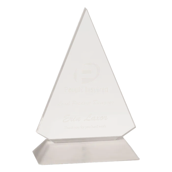 Medium Clear Triangle Acrylic with White Base