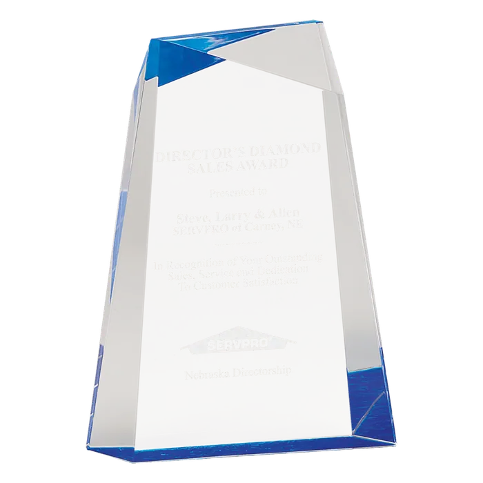Blue Facet Wedge Acrylic, 7"