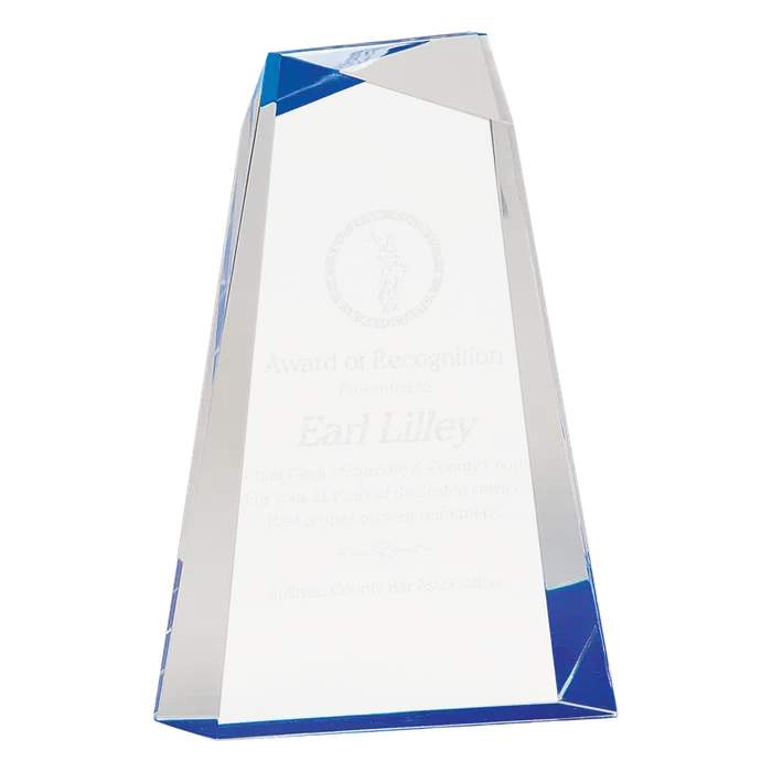 Blue Facet Wedge Acrylic, 9"