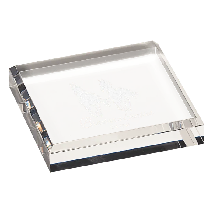 Clear Acrylic Paperweight, 3 3/4" x 3 3/4" x 3/4"