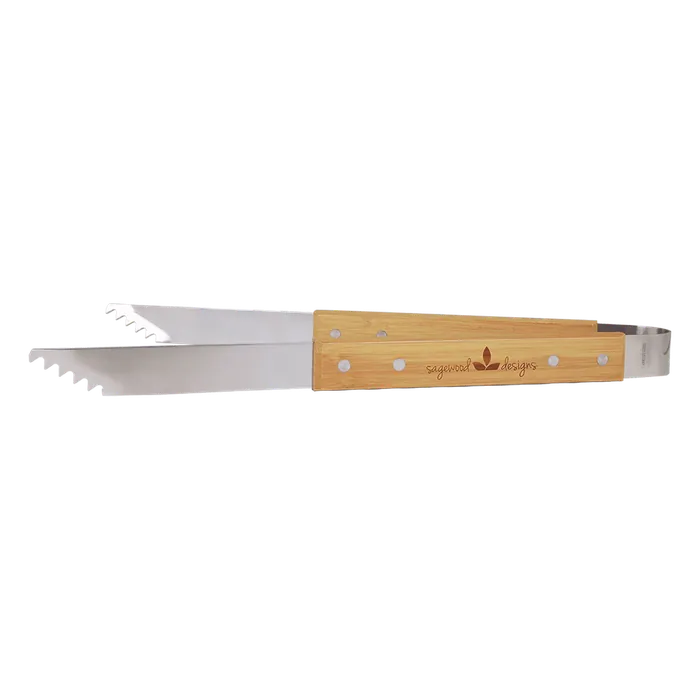 14" Bamboo Barbeque Tongs