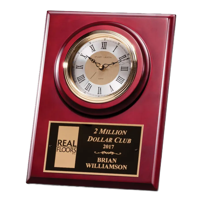 Cherry Finish Clock with Three Hand Movement-Wall Mount or Shelf Stand