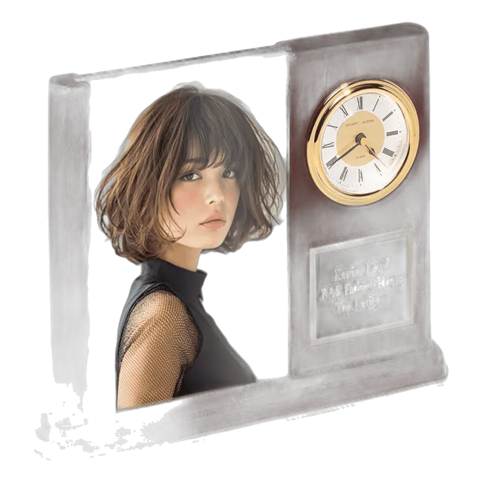 Rosewood Piano Finish Desk Clock with Glass picture Frame