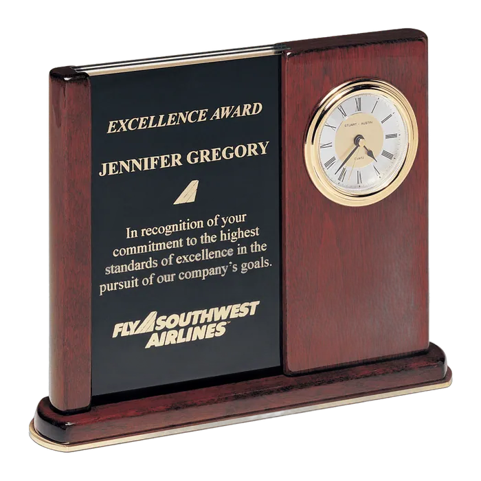 Rosewood Piano Finish Versatile Piano Finish Clock with Two Engraving Plates
