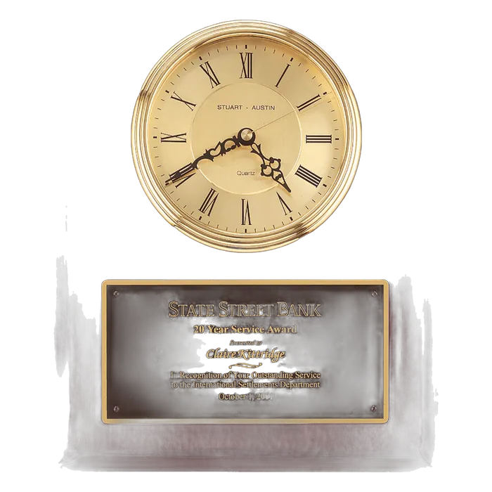 Rosewood Piano Finish Clock Waterfall Bezel w/Glass Lens, Gold Dial, 3 Hands