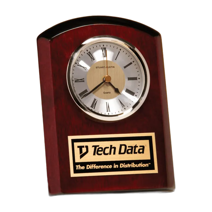 Rosewood Piano Finish Clock, Diamond Spun Dial, Three Hand Movement
