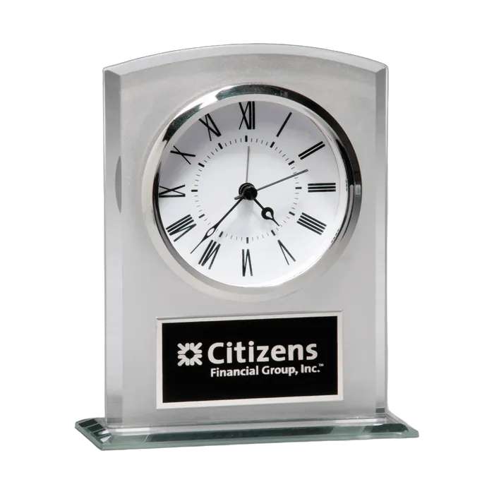 Glass Clock with Frosted Top, Polished Edges and Base