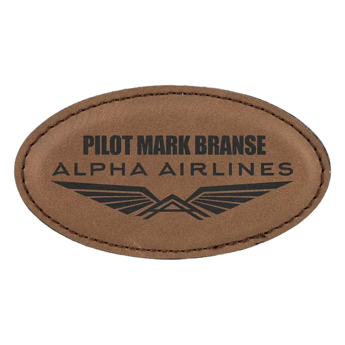 Dark Brown 3 1/4" x 1 3/4" Leatherette Oval Badge with Magnet