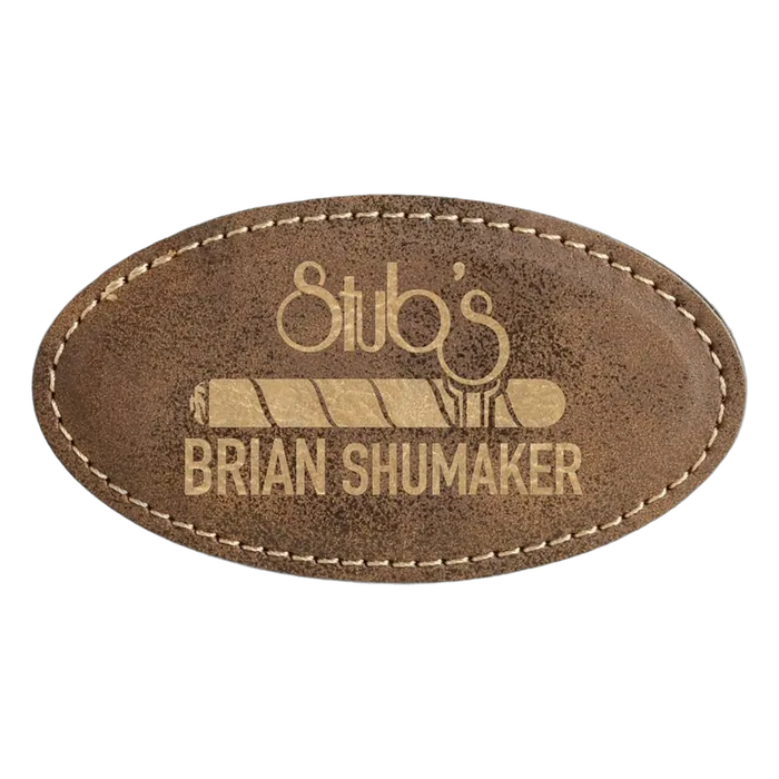 Rustic/Gold 3 1/4" x 1 3/4" Leatherette Oval Badge with Magnet