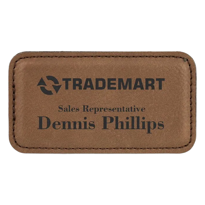 3 1/4" x 1 3/4" Dark Brown Leatherette Badge with Magnet