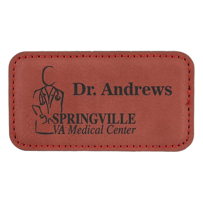 3 1/4" x 1 3/4" Rose' Leatherette Badge with Magnet