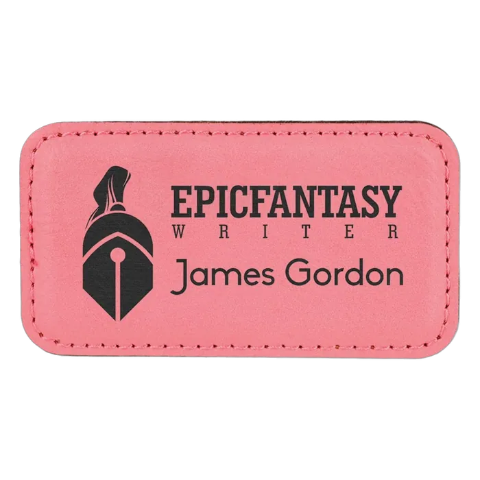 3 1/4" x 1 3/4" Pink Leatherette Badge with Magnet