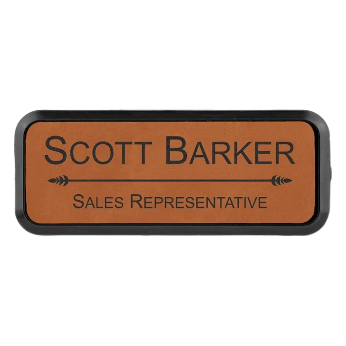 Rawhide 3" x 1" Leatherette Round Corner Badge with Frame