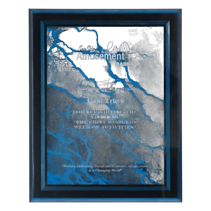 Small Blue Marble Border Clear Plaque