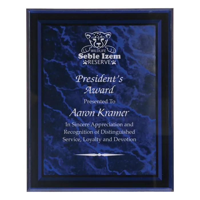 Medium Purple Marble Border Clear Plaque