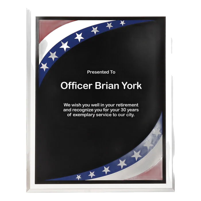 Large Stars and Stripes Marble Border Clear Plaque