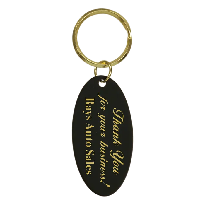 Black Brass Oval Keychain