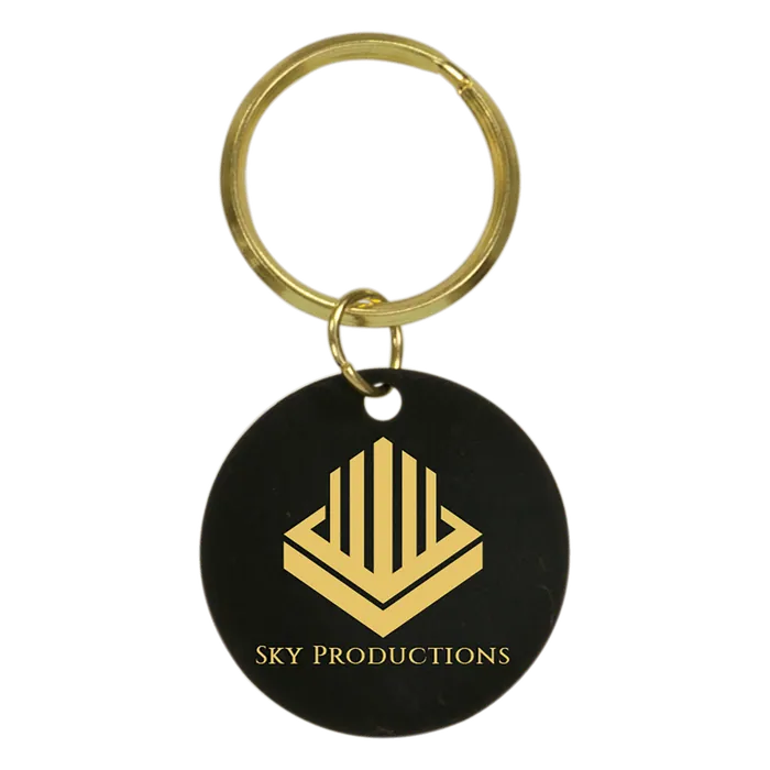 Black Brass Round Keychain