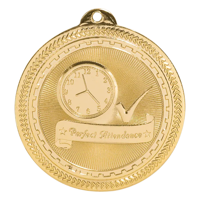 Perfect Attendance BriteLazer Medal-Gold