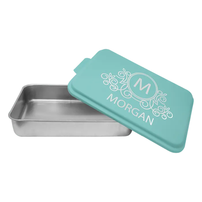 Aluminum Cake Pan with Teal Powder Coated Lid