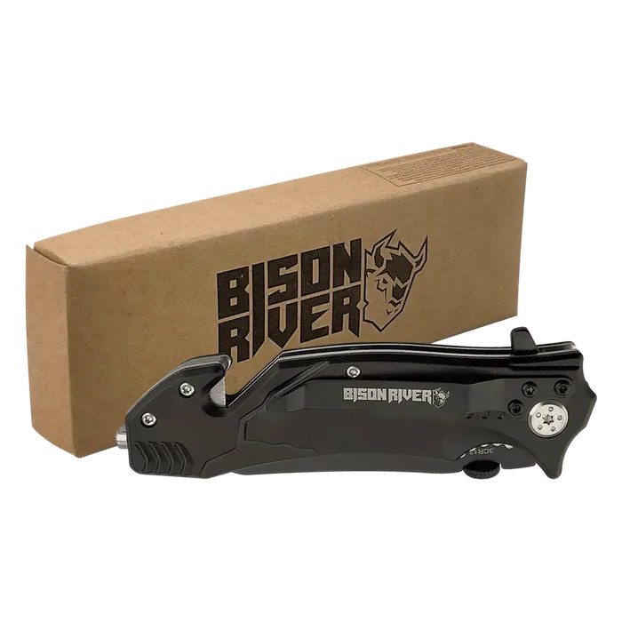 Bison River Black 4 1/2" Anodized Aluminum Rescue Knife