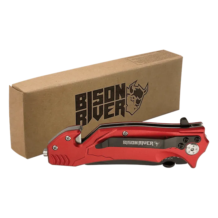 Bison River Red 4 1/2" Anodized Aluminum Rescue Knife