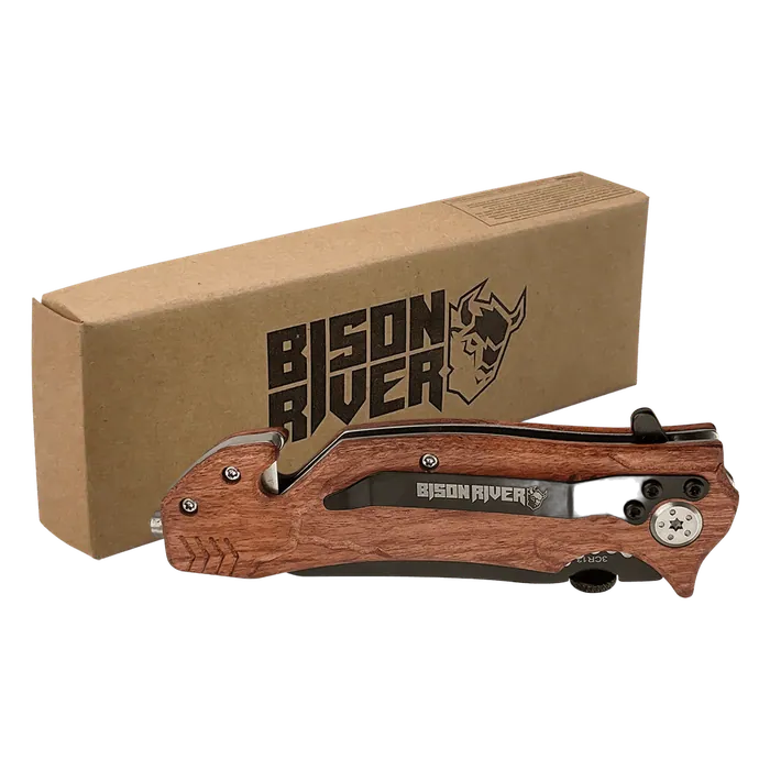 Bison River Wood Handle 4 1/2" Rescue Knife
