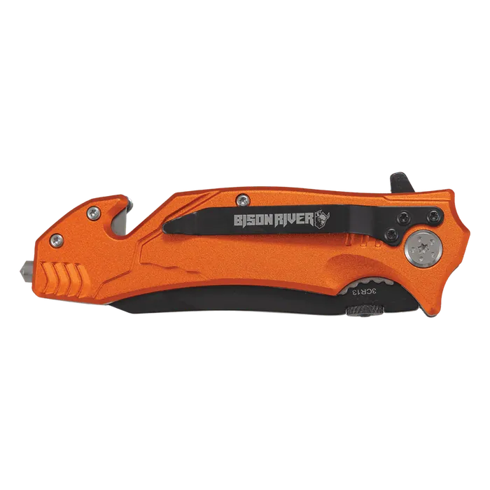 Bison River Orange 4 1/2" Anodized Aluminum Rescue Knife