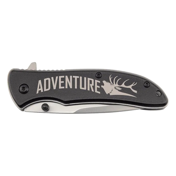 Bison River Black 4 1/4" Anodized Aluminum Everyday Carry Knife