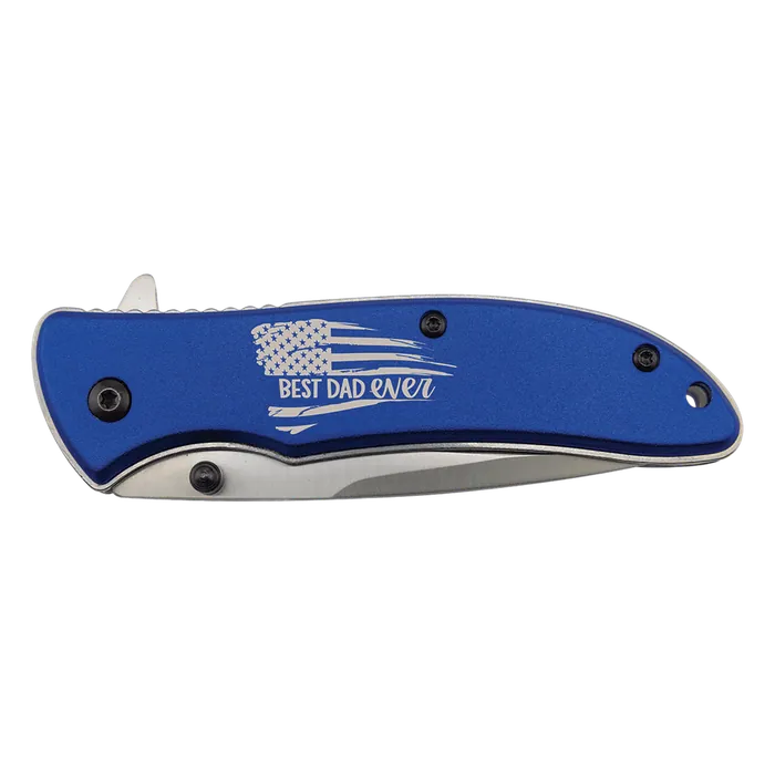 Bison River Blue 4 1/4" Anodized Aluminum Everyday Carry Knife