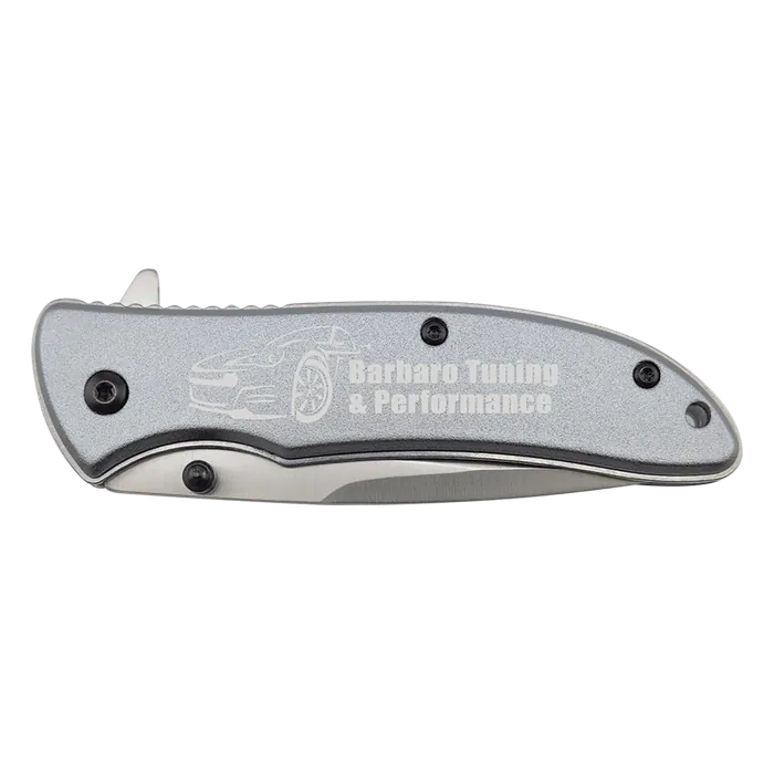 Bison River Gray 4 1/4" Anodized Aluminum Everyday Carry Knife