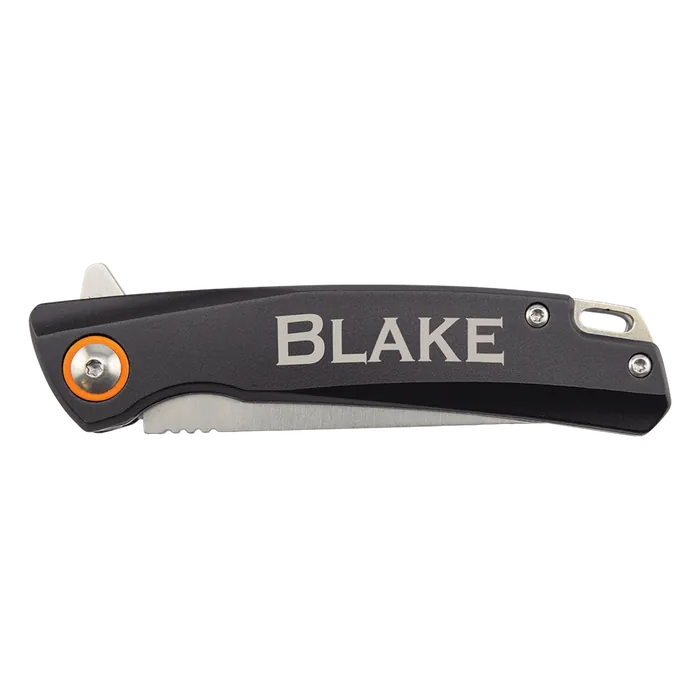 Bison River Black 4" Anodized Aluminum Everyday Carry Knife w/Ball Bearing Open